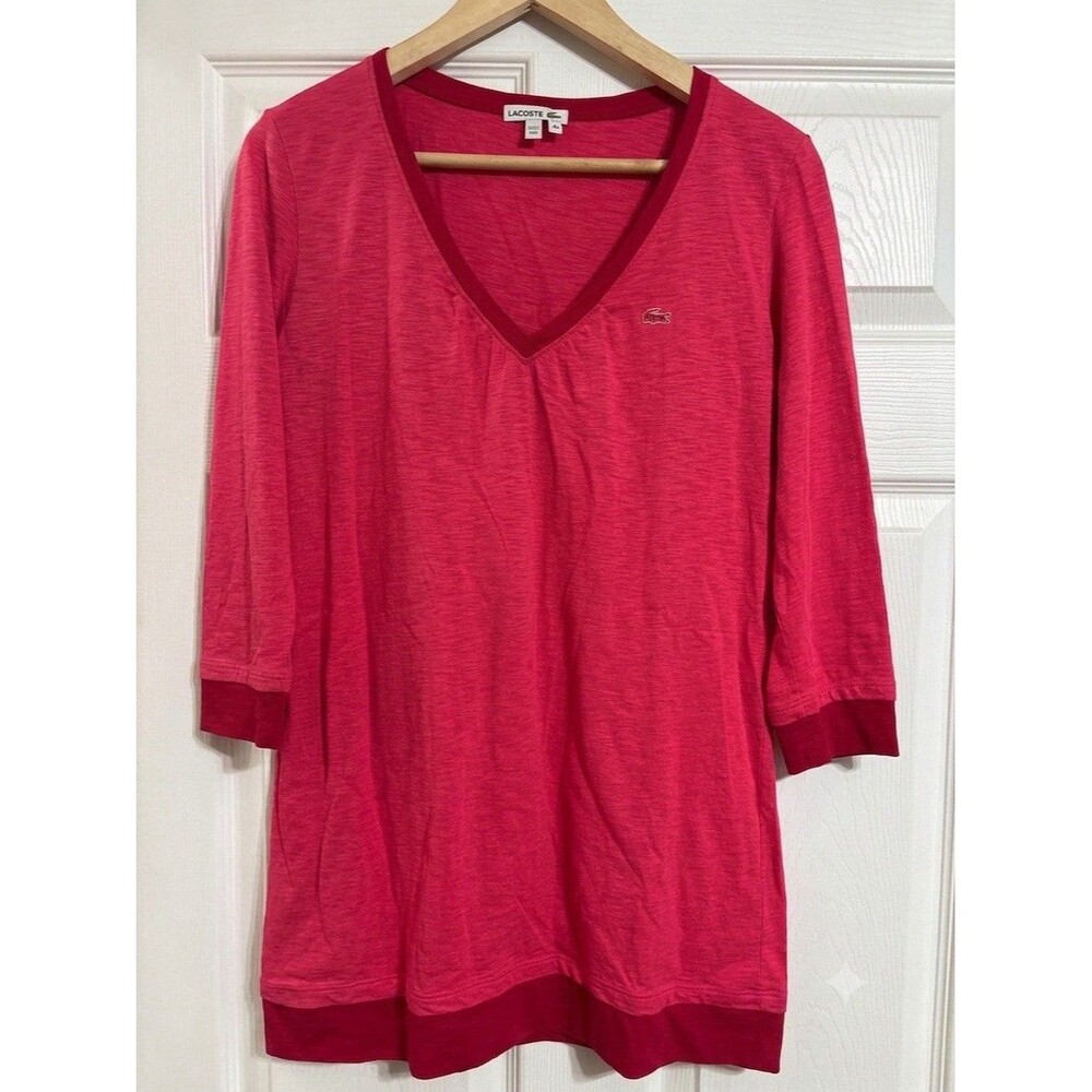 Lacoste Women’s Red Shirt Quarter Sleeve Sz large